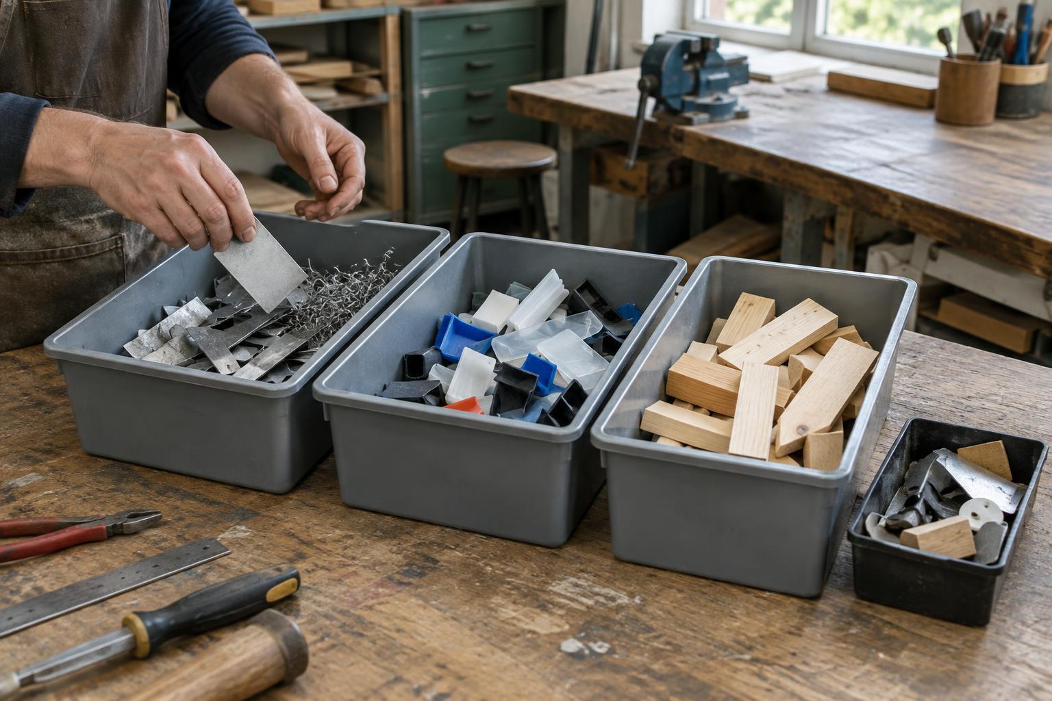 Sorting Workshop Scrap: Keeping Metals, Plastics, and Wood Recoverable